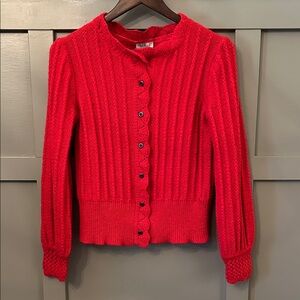 Sundance Red Button-Up Cardigan Sweater